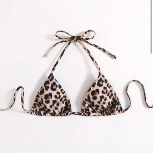 A leopard print sheen bathing suit top size small.